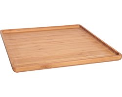 Houten dienblad 26 x 26 cm met opstaande rand vierkant - Serveerbladen/dienbladen van hout