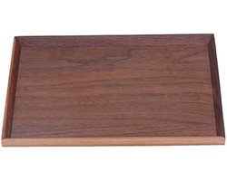 Houten dienblad, 40 x 30 cm, bruin, rechthoekig, ontbijtdienblad, vierkant, walnoot, decoratie van hout, fruit, thee, koffie, bord voor restaurant, huis, bar (40 x 30 cm)