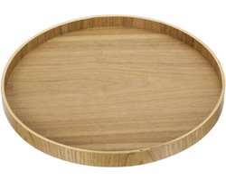 Houten dienblad - Creatieve houten dienblad - Rond bord voor thuis - Dinerbord voor hotel - Dessert dienblad - Theekop dienblad - Rond decoratief bord van 21 cm - Geschikt voor thuis keukentafel kaarsenhouder houten dienblad - Geel
