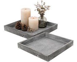 Houten dienblad /plateau - 2x - grijs - 30 cm - Woondecoratie - kaarsenplateau - decoratiedienblad