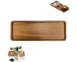 Houten dienblad - Rechthoekig dienblad van massief hout - Natuurlijke houtkleur - Houten bord - Rechthoekig houten dienblad - Rechthoekig bord - Rechthoekig bord - Houten dienblad - Geschikt voor het bewaren van voedsel, kaas, brood, groenten, enz.