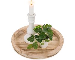 Houten dienblad rond decoratief dienblad: dienblad hout dienblad decoratief dienblad licht verbrand natuurlijk hout kunsthandwerk rond dienblad voor Montessori Activity kaarsen theelicht