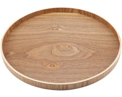 Houten Dienblad Salontafel met Lade - Licht Hout - Ronde Schotel - Rond - 33cm