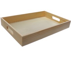 Houten dienblad – Serveerblad met handgrepen – 38 x 26 x 5,5 cm – Natuurlijk hout
