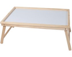 Houten Dienblad voor op bed - Dienblad met pootjes - Bedsteun van Bamboe hout - Ontbijt dienblad - Bedtafel - Ontbijt op bed - ca. 50 x 30 x 23 cm - Lichte houtskleur – Gerimport