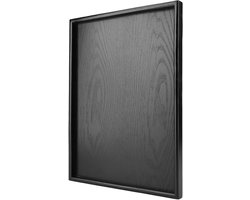Houten dienblad zwart rechthoekige vorm serveertray 40 x 30 cm
