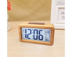 Houten digitale klok voor thuis, wekkers op batterijen, slimme klok met ultragroot display voor slaapkamers, naast, tafel, bureau