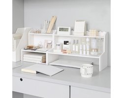 Houten Display Rek - Opbergrek Bureau - Spullen Organiseren - Meerlaags Ontwerp - S M - Houtkleur
