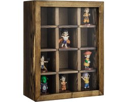 Houten Displaykast - Verzamelaarskast Muurkast - Collecties Tonen - 12 Vakken Kurk Achterkant - 32.8 x 25.7 x 11.4 cm