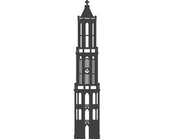 Houten Domtoren Utrecht – 38 cm Hoog x 7,5 cm Breed – Wanddecoratie/Muurdecoratie – Antraciet grijs