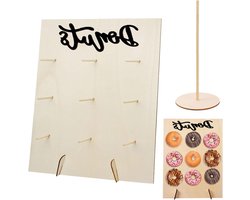 Houten Donutstand voor Decoratie op Bruiloften, Verjaardagen en Babyshowers, Perfect voor Feestjes en Evenementen