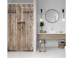 Houten Douchegordijn Vintage Bruin 90 x 183 cm voor Badkamer