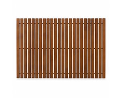 Houten Douchemat 40 x 60 cm – Oprolbare Badmat van Hout – Donkerbruin – Houten Badkamermat voor Douche & Badkamer – Donker Bruin