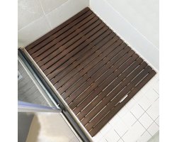 Houten Douchemat - Badkamermat Vlonder - Veilig Douchen - Antislip Voetjes - 70 x 105 cm - Zwart Walnoot