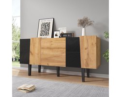 Houten Dressoir - Ladekast Woonkamer - Opbergen Woonkamer - Massief Houten Poten - 140x40x70cm - Eiken