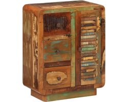 Houten Dressoir - Opbergkast Bijzetkast - Woonkamer Opbergen - Gerecycled Hout Materiaal - 55x30x70 cm - Meerkleurig