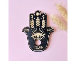 Houten Edelsteen Bolhouder – Hamsa Hand