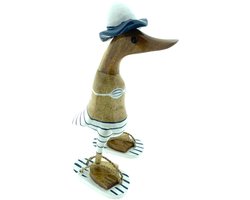 Houten eend Sacha L donkerblauw wit