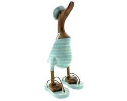 Houten eend Sola M lichtblauw streep