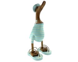 Houten eend Sola S lichtblauw streep