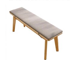 Houten Eetbank - Gestoffeerde Bank - Bij de Eettafel - Gemaakt van Rubberhout - 100 cm Lengte - Houtkleur