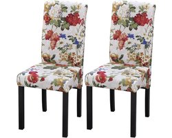Houten Eetkamerstoelen - Bloemenprint Stoelen - Gezellig Tafelen - Stevige Houten Poten - 42x55x96 cm - Multicolor