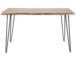 Houten Eettafel Boomstam (130cm) - Massief Acacia Houten Eetkamertafel met Live-Edge en Boomstam Look - Dinertafel Voor 4 Personen met Massief Houten Tafelblad en Natuurlijke Uitstraling (130x70x77)