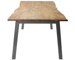 Houten Eettafel Boomstam (180cm) - Massief Acacia Houten Eetkamertafel met Live-Edge en Boomstam Look - Dinertafel Voor 6 Personen met Massief Houten Tafelblad en Natuurlijke Uitstraling (180x90x76)