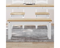 Houten Eettafelbank - Keukenbank Bankje - Zitplaats Creëren - Massief Grenenhout - 105 x 30 x 45 cm - Wit