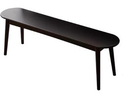 Houten Eettafelbank - Smal Bankje - Bij Tafel Zitten - Massief Hout Constructie - 140 cm Lengte - Zwart