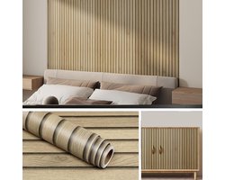 Houten Effect Behang voor Muren - 3D Panelen in Bruin voor Slaapkamer en Woonkamer - Zelfklevend Vinyl Behang voor Modern Interieur en Meubels - 40CMx2M