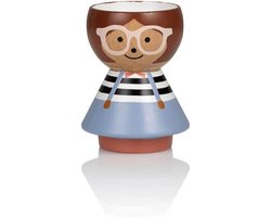 Houten eierdopjes - Bordfolk collectie - Ontbijt serveren - Handgeschilderd design - 6 cm hoog - Multicolor