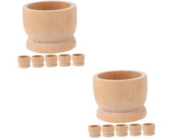 Houten Eierhouders - Eierdopjes Set - Ontbijt Presentatie - DIY Knutselbasis - 6 Stuks - Natuurlijk Hout
