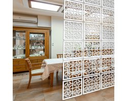 Houten en Plastic Hangende Kamerscherm Scheidingspanelen - 10 Stuks van 5mm Dikte voor Woonkamer en Slaapkamer, 11.4"x11.4