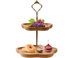 Houten Etagère 2 Etagen Cupcake Standaard voor Verjaardag en Feestelijk Gebak