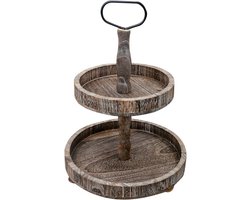 Houten Etagère 2 Lagen voor Taart en Snacks - Vintage Serveerstandaard