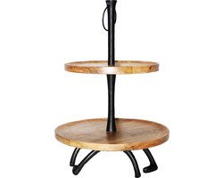 Houten etagere - 30x30x45 - Naturel - Mangohout/aluminium