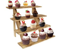 Houten etagère - 4-traps taartstandaard - Herbruikbaar - Voor bruiloften en feesten - Hout