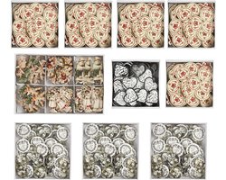 Houten Figuren voor Knutselen en Decoratie – 20-50 mm – Zelfklevende Houten Stickers – Assortiment van 10 Dozen met 60 Stuks per Doos – Geschikt voor DIY Projecten