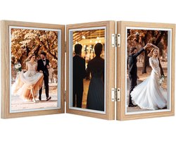 Houten Fotolijst Collage - Materiaal: Hout en Glas - 3 Foto's - Familie Foto Frame - Huwelijkscadeau