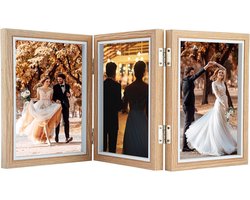 Houten Fotolijst Collage - Materiaal: Hout en Glas - 3 Foto's - Familie Foto Frame - Huwelijkscadeau