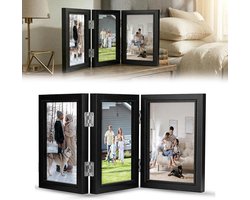 Houten Fotolijst Collage voor 3 Foto's: Vouwbare Lijst voor Kantoor, Familie en Feestdagen, Perfect als Cadeau en Decoratie