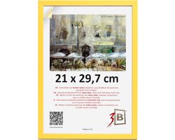 Houten Fotolijst voor A4 (21x29,7 cm) – Geel, Acrylglas, Zowel Horizontaal als Verticaal Te Hangen