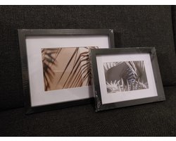 Houten Fotolijsten Set - 20x25 cm & 15x20 cm | Fotolijsten Echt Glas - Fotolijstjes - Zwarte Fotolijstjes - Fotolijst Set - Hangende Fotolijstjes
