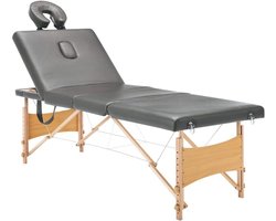 Houten frame met 2/3/4 zones, draagbaar, inklapbaar, massagestoel, ergonomische hoofdsteun, in hoogte verstelbaar, massagebank 186 x 68 x (62-82) cm (l x b x h), belastbaarheid: