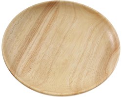 Houten Fruitschaal - Rond Dienblad - Fruit Serveren - Natuurlijk Materiaal - 18 cm Diameter - Houtkleur