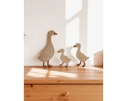 Houten Ganzen Wanddecoratie – Montessori Kinderkamer Muurdecoratie – Set van 3 – Baby Kamer Decor – Houten Dieren Wandbord – Scandinavische Stijl – Natuurlijke Kinderkamer Accessoires