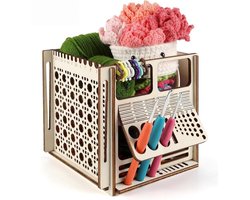 Houten Garenkom - Garenkommen voor Haken - Multifunctionele Garenkist - Brei- en Haakmeter - Garenopbergorganizer - Voor Breien, Haken en Woondecoratie