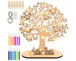 Houten Geldbomen Decoratie met LED Lichtjes - Uniek Cadeau voor Verjaardag, Bruiloft of Jubileum