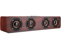 Houten Geluidsbox - Muziekbox TV - Muziek Luisteren - Handgemaakte Houten Kast - 12W Vermogen - Rood Hout